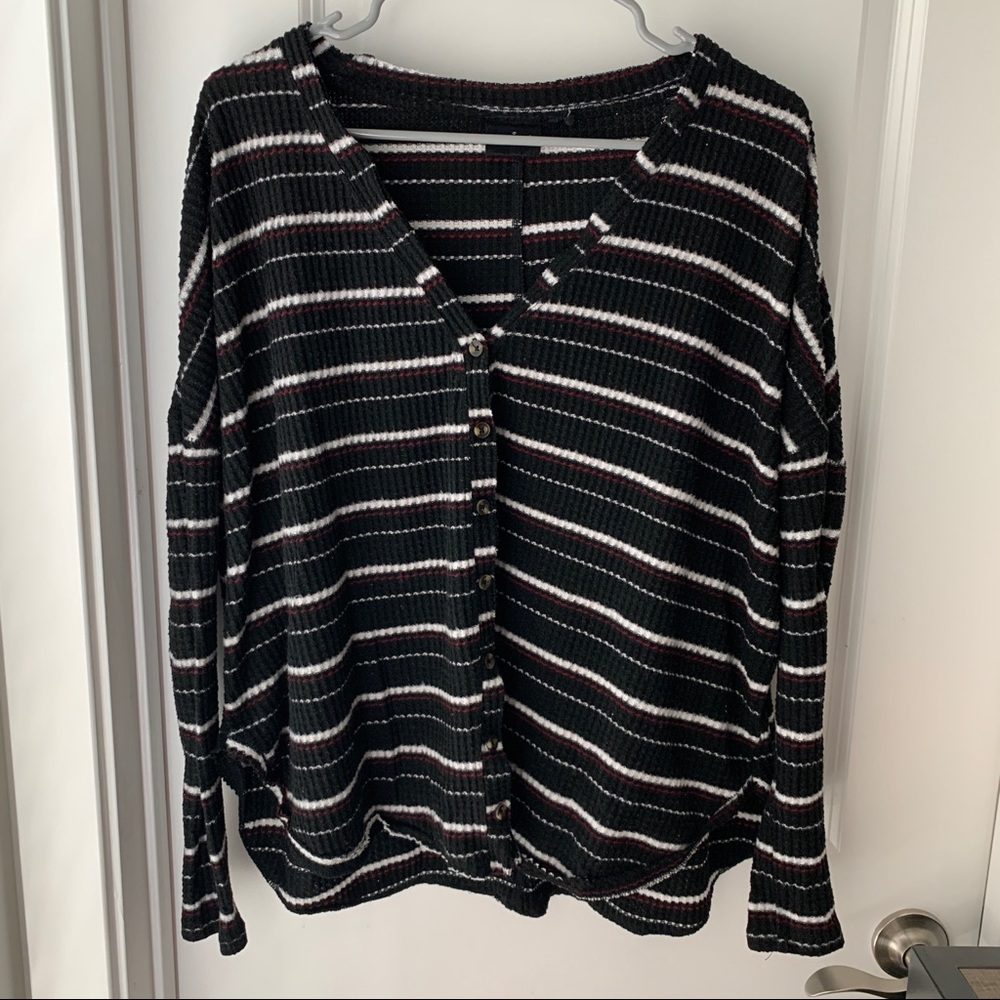 Women’s Small OUT FROM UNDER Urban Outfitters Jojo Thermal Stripe Button Top
